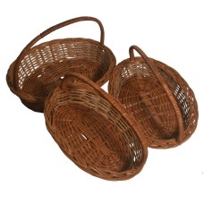 Handmade Oval Bamboo Basket with Handle