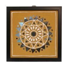 Handmade Lippan Art Wall Frame with Mud Design With Glass Chips STAR IN ROUND CIRCLE