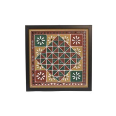 Handmade Lippan Art Wall Frame with Mud Design With Glass Chips DIAMOND RED AND GREEN