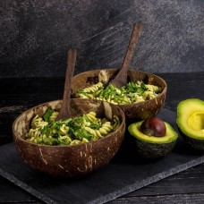 Coconut Shell Bowls with Spoons (Pack of 2) - Natural - Organic – Vegan- Eco friendly- Hand Made - Salad, Smoothie, Cereal - Gift