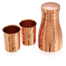 Handcrafted Copper Jug/Tumbler with 2 Glasses Set - Ayurveda Health Benefit Healing – Gift Set for Your Loved Ones - Christmas Gift