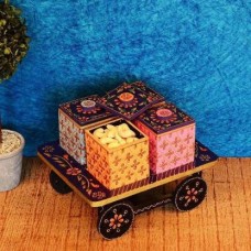 Handmade Multipurpose Box with Cart Serving Tray, Wooden Dry Fruit Box,Wedding and Corporate Gifts by Indicrafts Global - Christmas Gift
