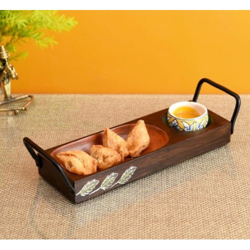 Stylish Serving Platter Made from Handcrafted Wood for Snacks and Modern dip Tray for Homes and cafes - Christmas Gift