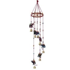 Handcrafted Multicolour Elephant Wind chime for indoor & outdoor, Wall Hanging Decor for Patio/Garden, Suncatcher, House Warming Gift