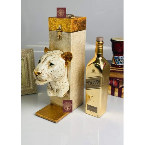 Wooden and Resin Leopard whiskey and wine bottle box. Perfect Gift for your loved ones - Christmas Gift