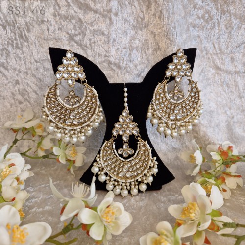 Earrings Tikka Set - Silver