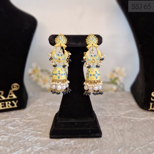 Meenakari Lemon Chumki Earrings