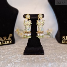 Meenakari  Lime Chumki Earrings