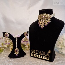 Choker Kundan Set - Purple