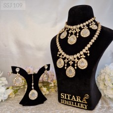 Uncut Kundan Double Choker Set - Ivory