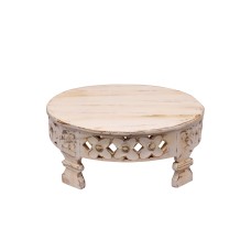 Wooden White Distage Indian Carved Coffee Table,Grinder Table/Home Decor Table/Side Table,Dinner Table/Cocktail Table/Mill Table