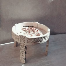 Wooden White Polished Hand Carving Coffee Table,Round Chakki Table,Side Table,Garden Table,Indian Home Furniture,Bed Side Table,Chpati Table