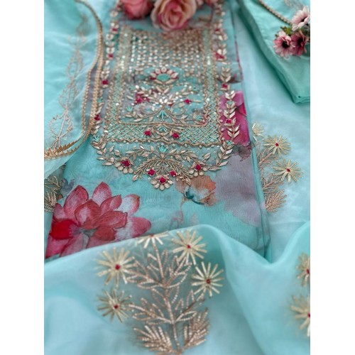 Jade floral organza 