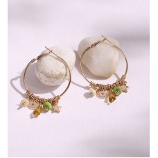 Green Hoop Earrings