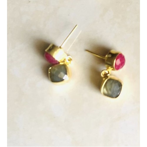 Pink grey small earrings