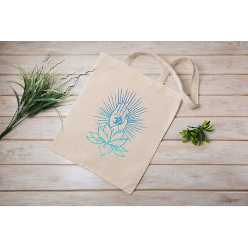 Lotus Mudra Natural Cotton Tote Bag (Spiritual India Hindu Reiki Yoga) Personalised Gift