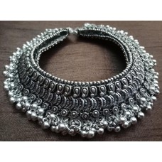 Bollywood Ghungharu ( no sound ),oxidized Anklets pair ,Brass Handmade Anklets, Silver Plated Anklets, Ethnic Indian Anklets