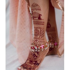 Meenakari Kundan Barat Anklet Set, Wedding Jewelry,Kundan Payal Pair,Wedding Jewelry, Payal Pair,Anklet Pair,Handpainted Kundan doli anklet