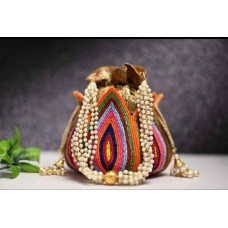 Beautiful Heavy Zari And Stone Work Lotus Style Potli Bag For Women, Bridal Handbag ,party handbag, gift for her, embroidery potlis