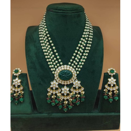 Long beaded carving stone long kundan necklace, long mala , pearl long necklace, long pendant necklace