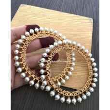 Nayra pearl bangles, gold plated pearl Bangles, gold plated slick pearl bangles, indian jewelry, Traditional bangles(Set of 2)