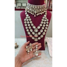 Polki kundan choker Necklace earrings combo/Designer Polki Necklace/Sabyasachi Inspired bridal Necklace set/High Quality Polki wedding set