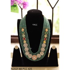 Long beaded meena kundan long Necklace,Rajsathani jewelry,Rajwada Haar,Indian jewelry,Sabyasachi wedding necklace,long engagement necklace
