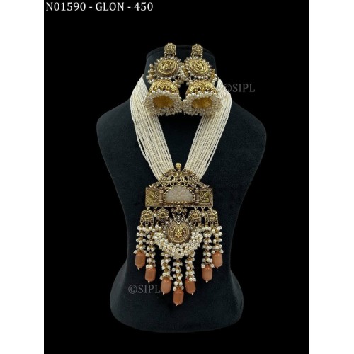 Kundan long Necklace, pearl haar, Rajsathani jewelry, Rajwada Haar, Indian jewelry, Sabyasachi wedding necklace, golden necklace