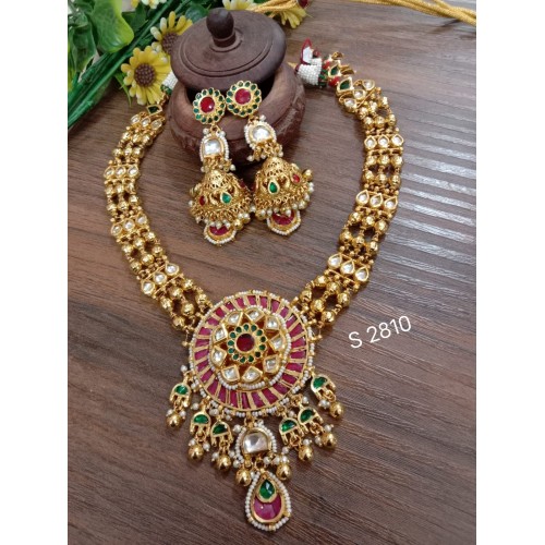 Pachi kundan Necklace, Rajwada Haar,Indian jewelry,Sabyasachi wedding necklace,pachi kundan long necklace,wedding set,kundan necklace combo