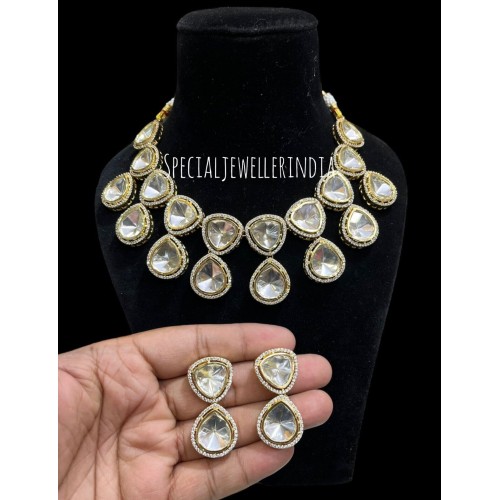 Polki kundan choker necklace, polki cz necklace,engagement jewelry, polki with white pearls, indian jewelry