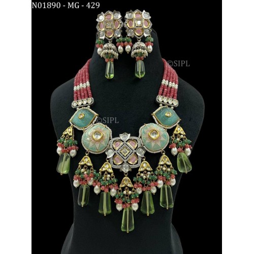 Big Siz, Meenakari- Kundan Necklace, Rajsathani jewelry, Rajwada Haar, Indian jewelry, Sabyasachi wedding necklac