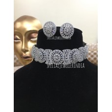 American DIAMOND jewelry, American diamond choker necklace earrings combo,Sabyasachi wedding necklace,engagement necklace,cz ad necklace set
