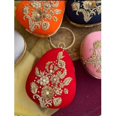 Designer Heavy Egg Frame Clutch Bag potli,Zardozi Embroidery heavy Work,Single Side Work,wedding Clutch, bridal bag