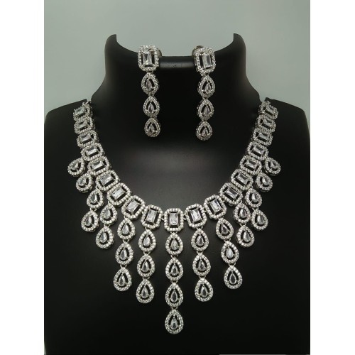 American DIAMOND jewelry, American diamond necklace earrings combo,Sabyasachi wedding necklace,engagement necklace,cz ad necklace set