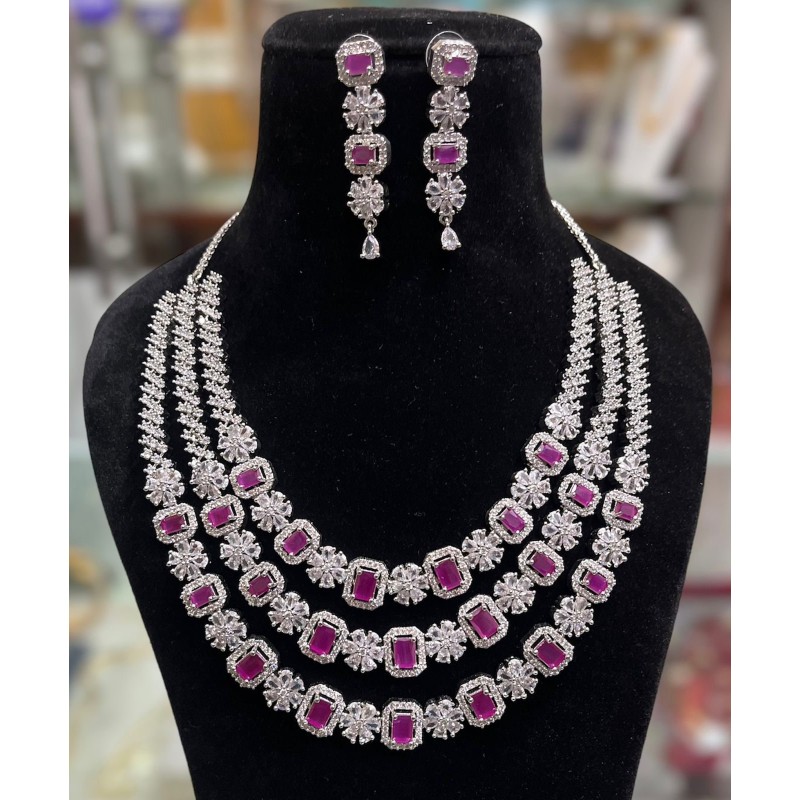 Exquisite Diamond and Flower Necklace - Bridal Jewelry - PinkOrchidFashion