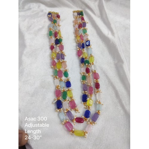 Beaded long mala necklace set/stone mala/kundan ranihaar/sabyasachi jewelry/ beaded long mala