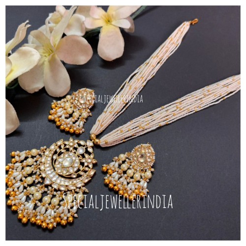 Pachi kundan long necklace, kundan bridal set,rajwadi set,Traditional kundan set,wedding set for Women, Indian bridal set,long pearl set