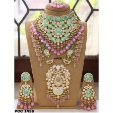Meena kundan bridal jewelry, kundan bridal jewelry, Rajwada Haar, Indian jewelry, Sabyasachi wedding 2 necklace set, bridal set,choker set