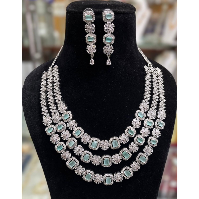 Buy Crystal Necklace Set Bridal Necklace and Earrings Set Diamond Wedding  Jewelry Set Silver Bridal Earrings Crystal Wedding Necklace Set Online in  India - Etsy