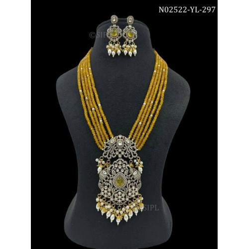 Long Kundan Diamond Necklace With Earrings/Sabyasachi Necklace/Indian Jewelry/Punjabi Jewelry Set/