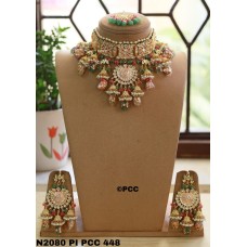 Sabyasachi inspired meena Kundan choker wedding set ,Rajwada Haar,Indian jewelry,wedding set,kundan necklace combo,big beads necklace