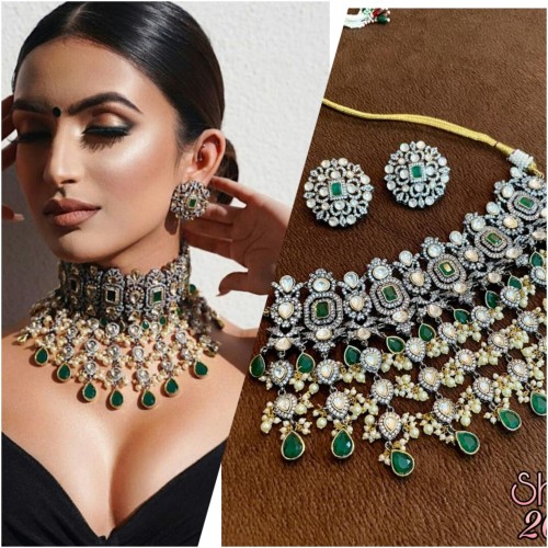 Polki kundan bridal choker with polish, statement jewelry, Rajwada Haar, Indian jewelry, Sabyasachi wedding necklace, engagement jewelry