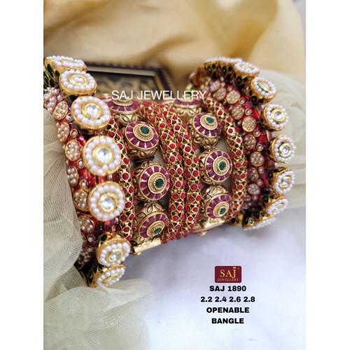 Gold Plated Kundan Meenakari And Pearls Pacheli Bangles For Women,Bridal Bangles set, Handcrafted Bangles,Jadau meenakari bangles,mix kada