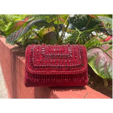 Designer crystal box clutch along with Embroidered short belt ,Single Side Work,wedding Clutch, bridal bag, wedding accessories