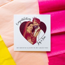 Personalised, Indian couple, wedding card, turban, groom, desi card, sikh wedding, indian bride, hindu couple, Sikh couple, Anand Karaj