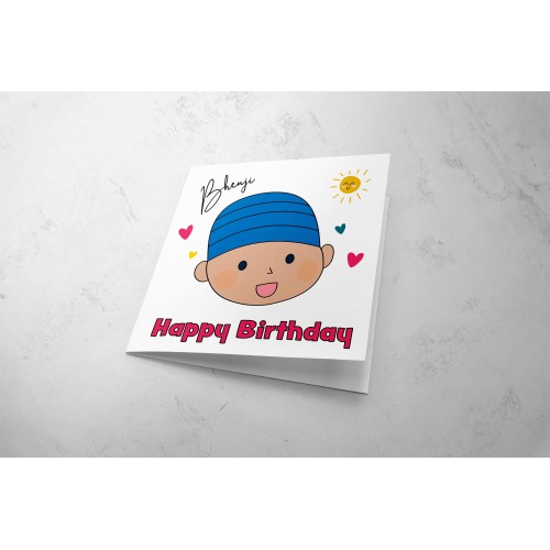Sikh girl Kaur Birthday card with keski/dastar | Nishaani | Nishaani+ | Jap and Jas | personalised