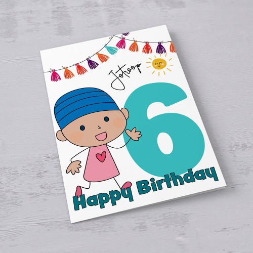 Sikh girl Kaur Birthday card with keski/dastar | Nishaani | Nishaani+ | Jap and Jas | personalised