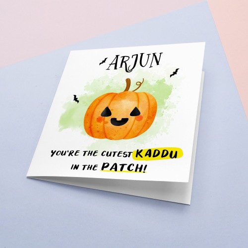 Cutest kaddu in the patch | Punjabi Halloween card | Indian halloween card | 1st halloween | Personalised card