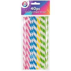 40Pc Coloured Paper Straws