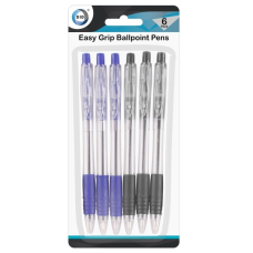 6Pc Easy Grip Ball Point Pens